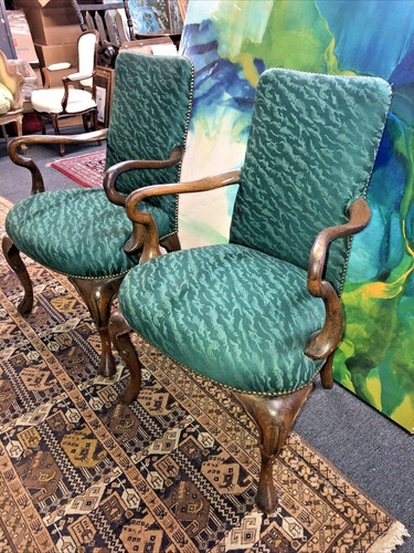 Pair solid mahogany queen anne - mahogany,